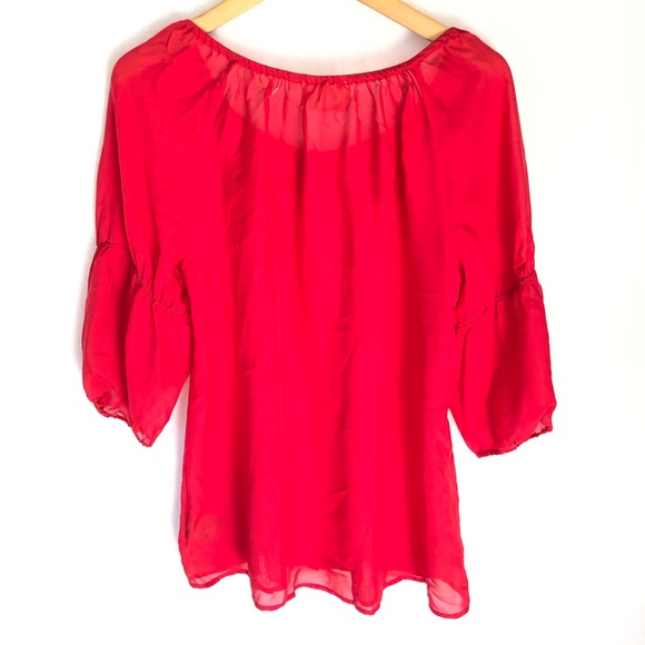 Anthropologie Vanessa Virgínia Red Silk Blouse S - Picture 3 of 6
